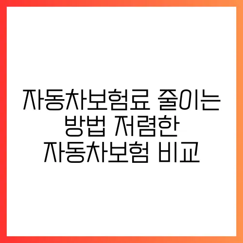 자동차보험료 줄이는 방법 저렴한 자동차보험 비교