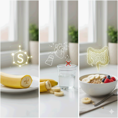 바나나 과육의 여러 효능들을 나타내는 이미지