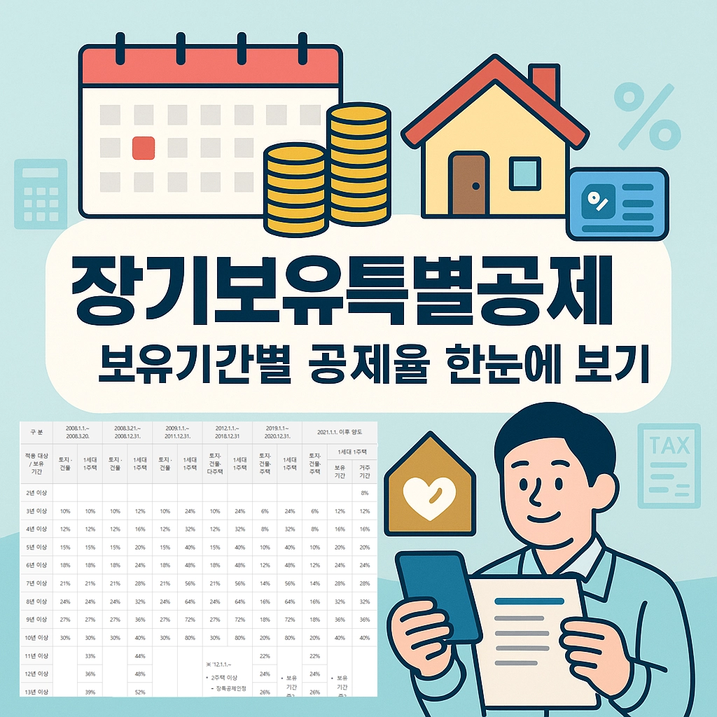 양도소득세 장기보유특별공제 보유기간별 공제율 적용