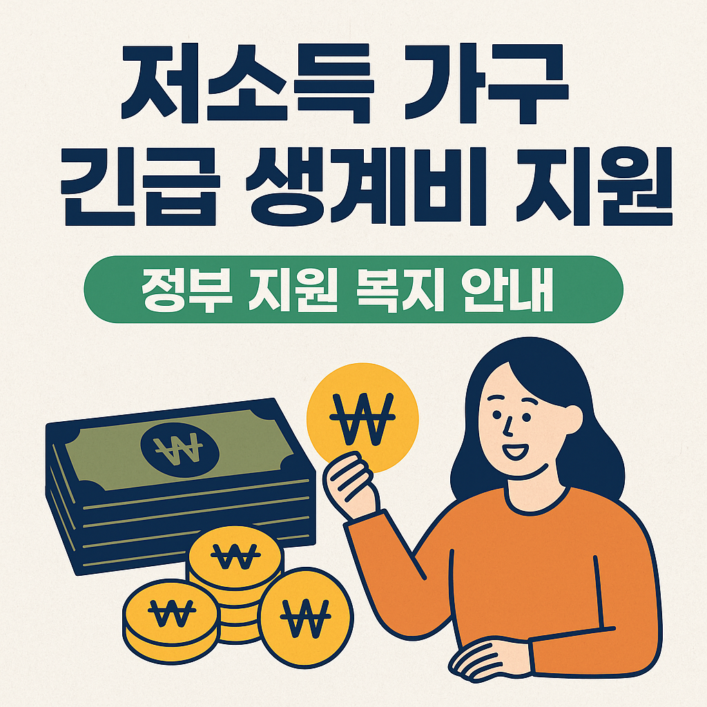 저소득 가구 긴급 생계비 지원 개요 인포그래픽