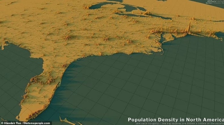 도심에 사람들이 얼마나 밀집해 사는지 적나라하게 보여주는 세계 인구 밀도 그래픽 The amazing 'spike maps' that will change the way you see Earth
