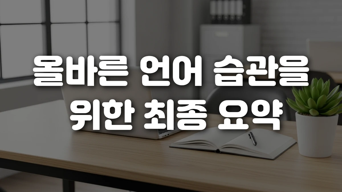 올바른 언어 습관을 위한 최종 요약