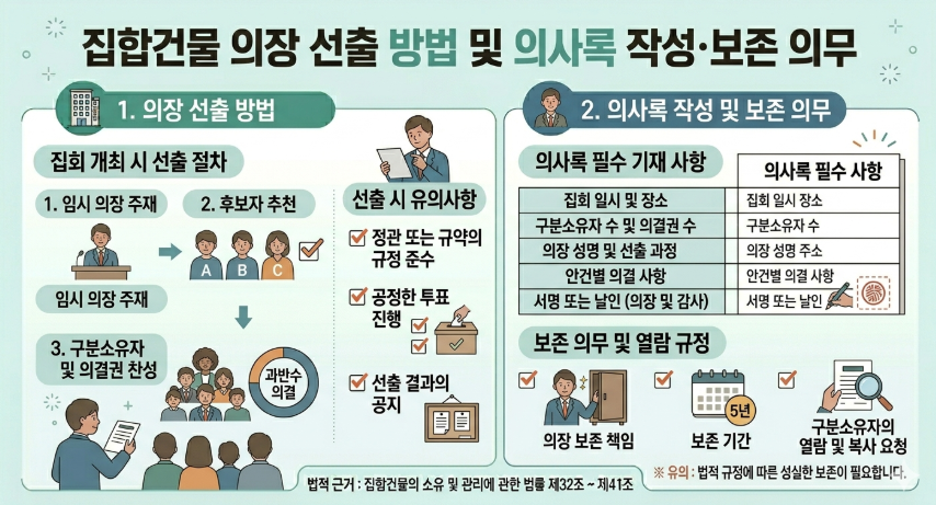 집합건물 의장 선출 방법 및 의사록 작성 보존의 의무