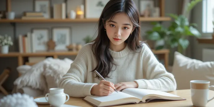 웰빙 다이어리에 알파리포산 섭취 내역을 적고 있는 여성의 책상 위 장면