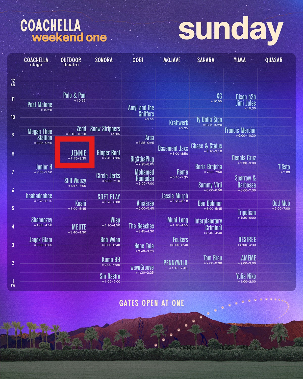 2025 제니 코첼라 공연시간 정리