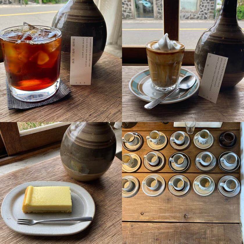 제주_카페_잔물결_음료_잔물결블렌드_산오름_커피_치즈케이크