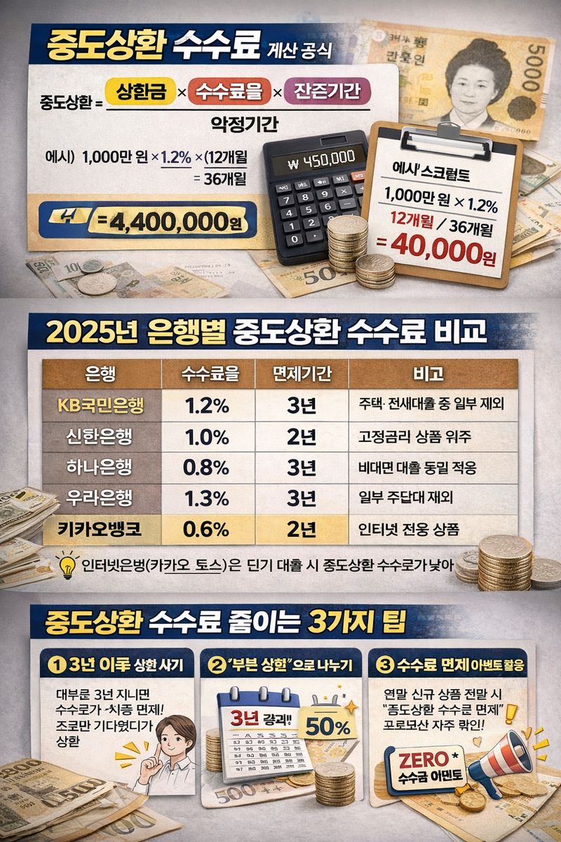 2025년 주요 은행 중도상환 수수료 비교