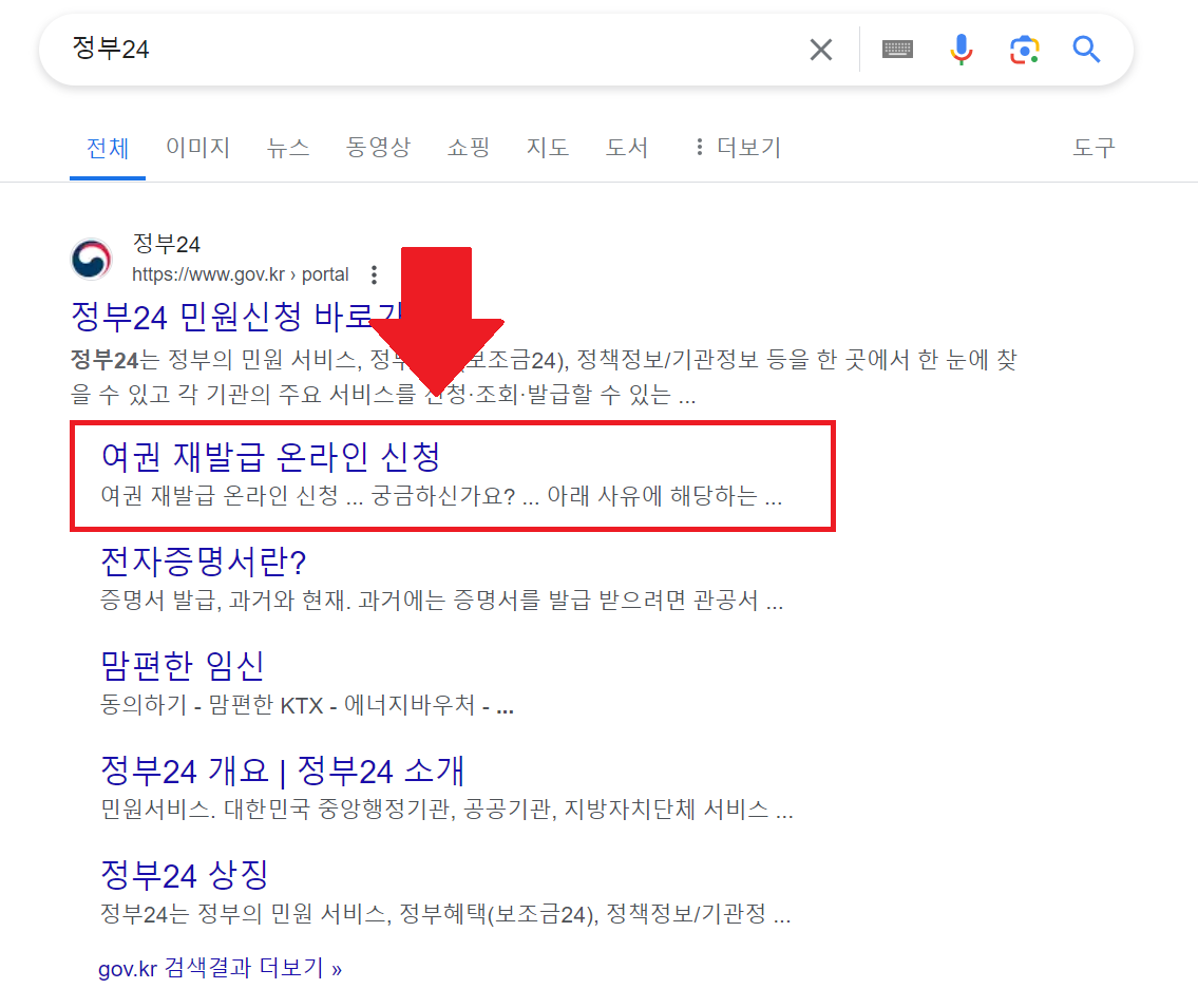 여권 재발급 신청