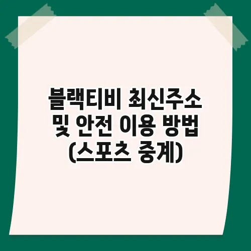 블랙티비 최신주소 및 안전 이용 방법 (스포츠 중계)