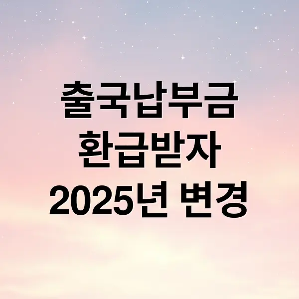 2025년 출국납부금 환급 서비스