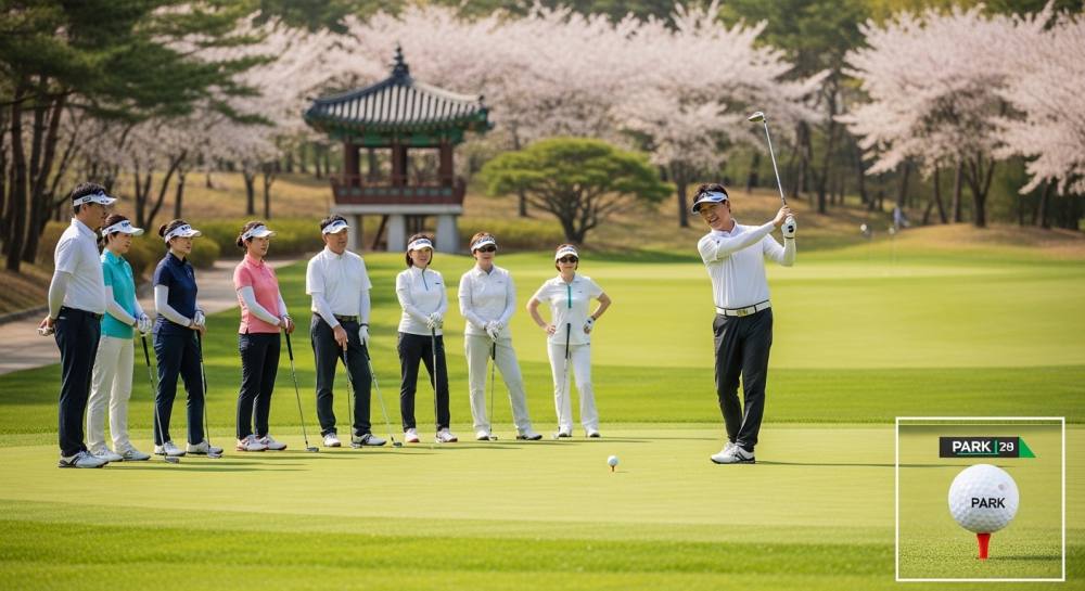 파크골프 지도사가 강습하는 사진