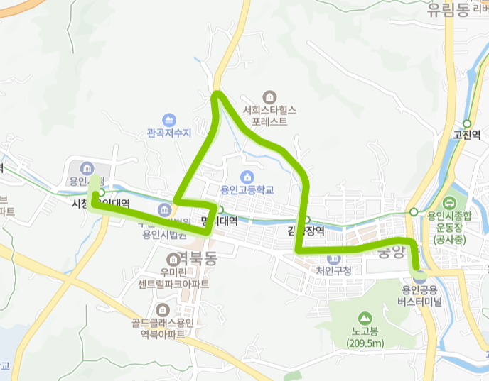 용인-84번-버스-노선-지도