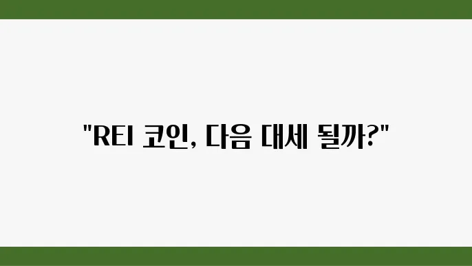레이 코인(REI) 분석 및 전망 알아보기