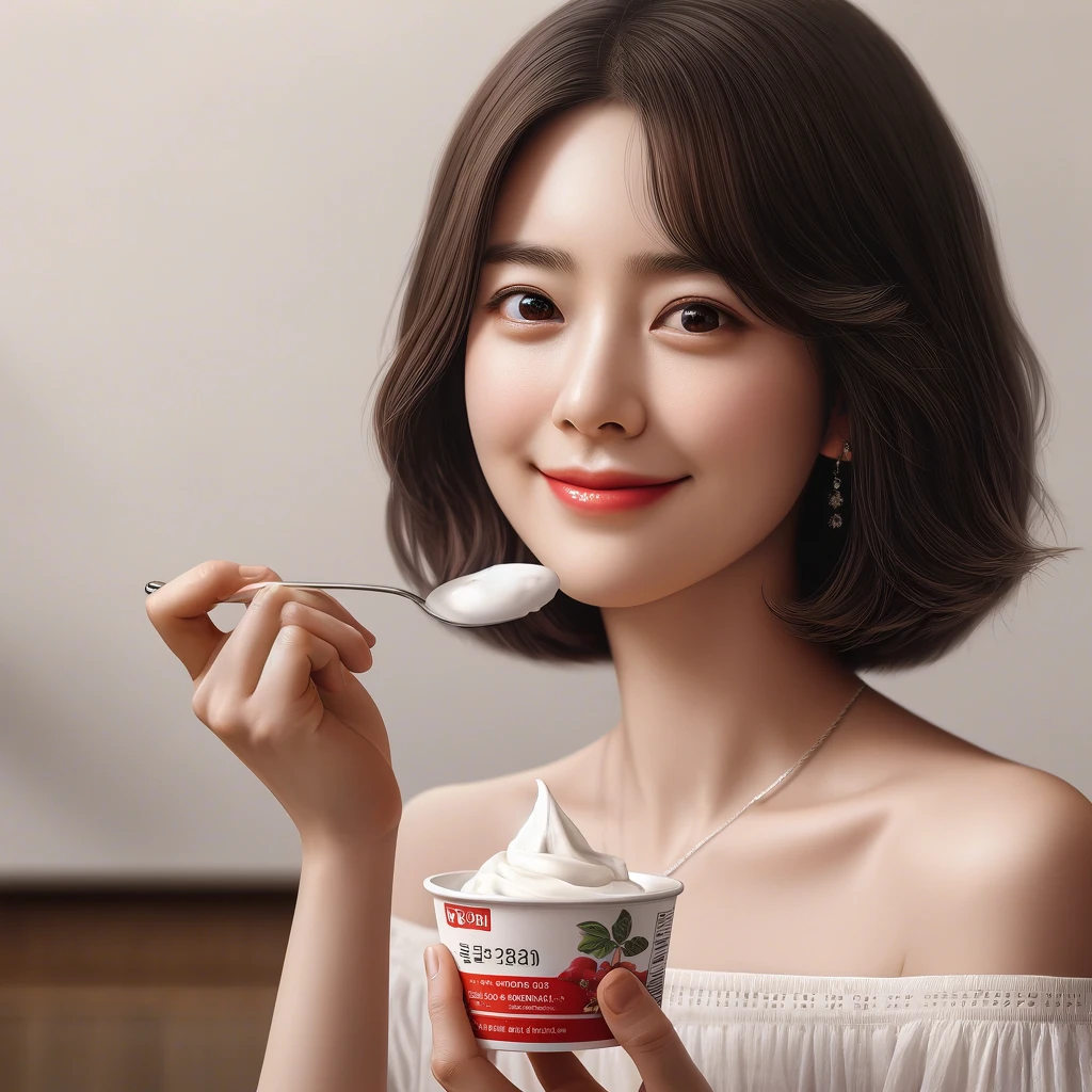 요거트를 먹고 있는 여성 (A.I 이미지)