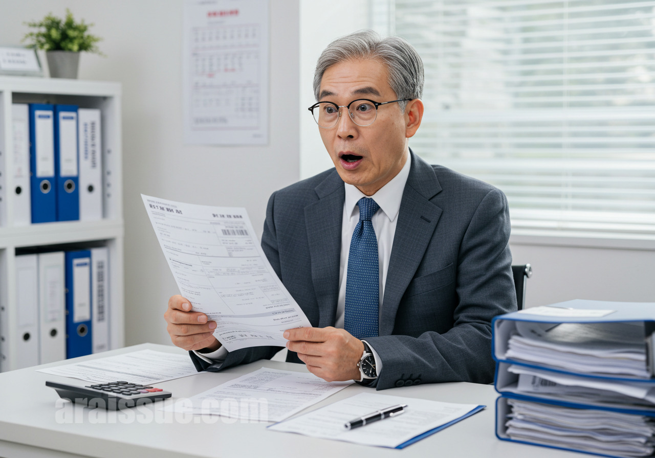 병원비 청구서를 보고 놀란 한국인 중년 남성