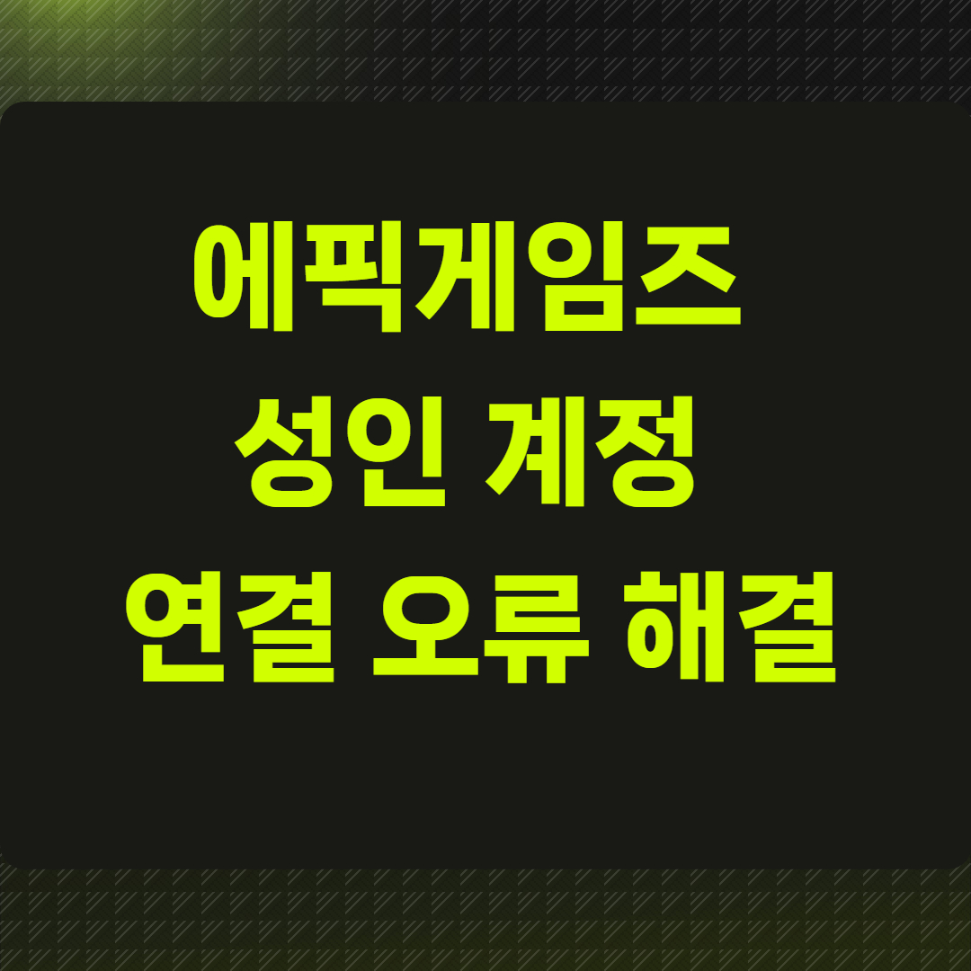 에픽게임즈 성인 계정 연결 오류 해결