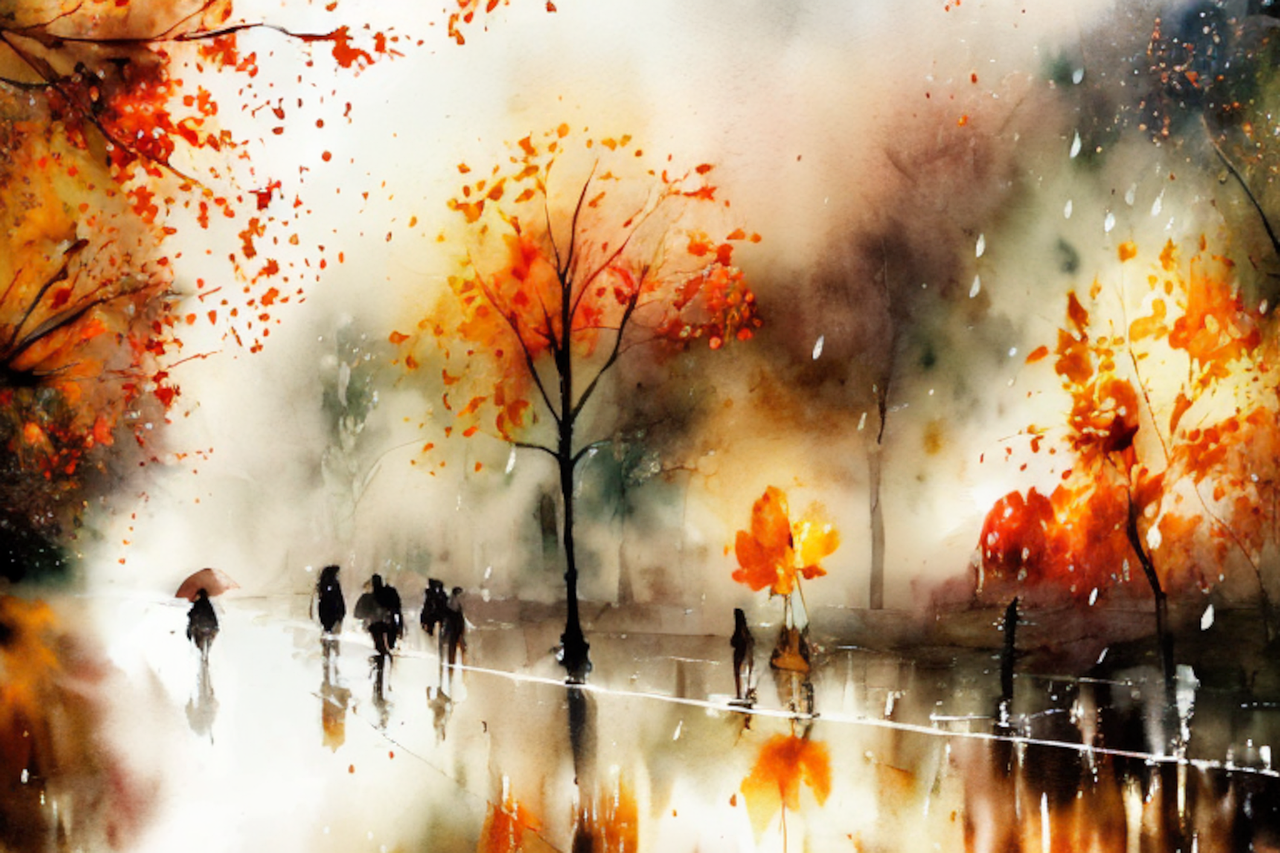 비오는 가을 거리