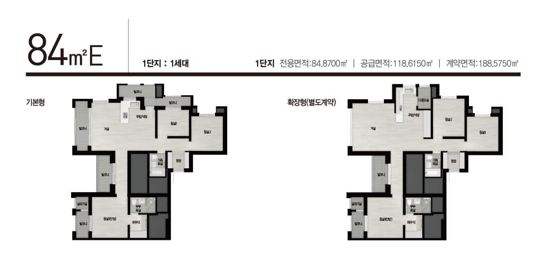 장위 자이 레디언트 84E형 평면도