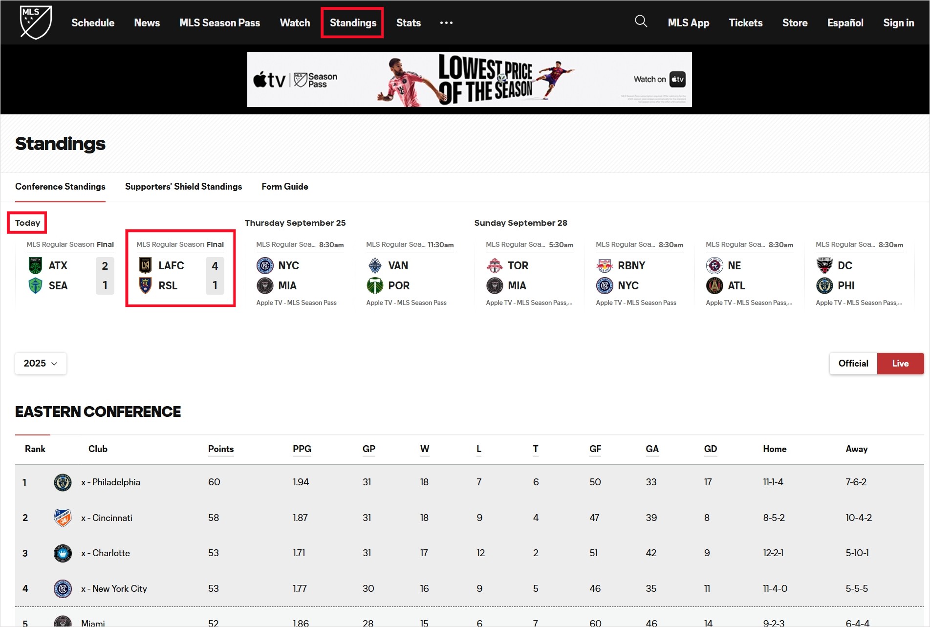 Standings 페이지1
