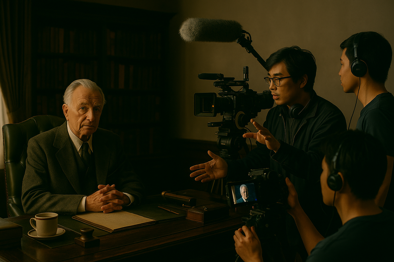 실존 인물 기반 영화 제작 현장의 모습