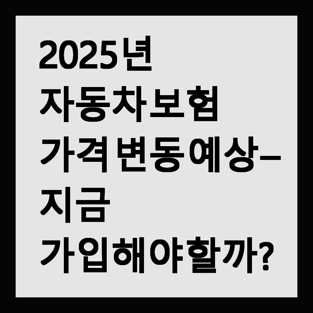 2025년 자동차 보험 가격 변동 예상 – 지금 가입해야 할까?