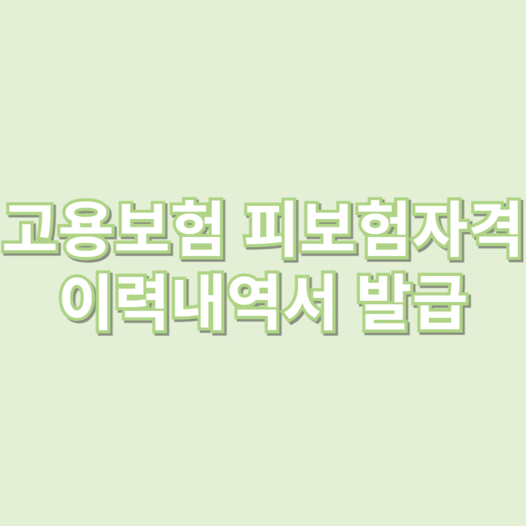 고용보험 피보험자격 이력내역서 발급