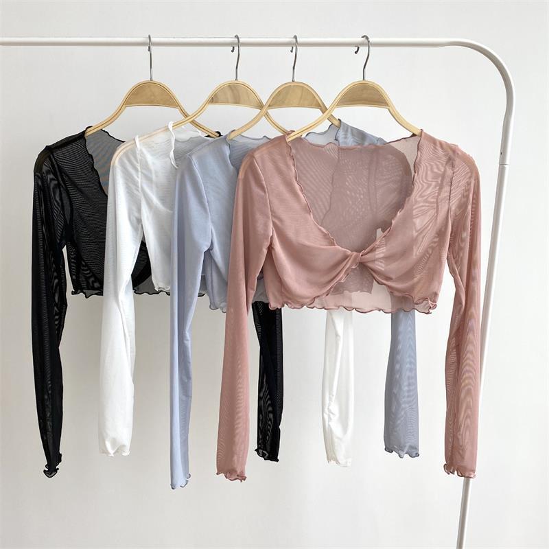 발레워머 성인발레복 레이스 가디건 메쉬 시스루 무용 상의 댄스복