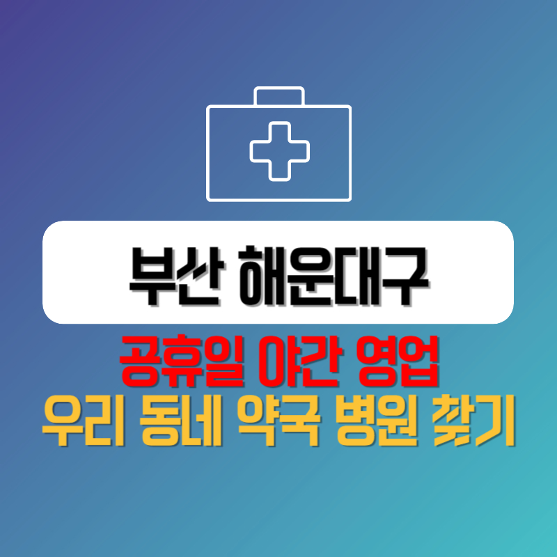 부산 해운대구 공휴일 야간 영업 우리 동네 약국 병원 찾기