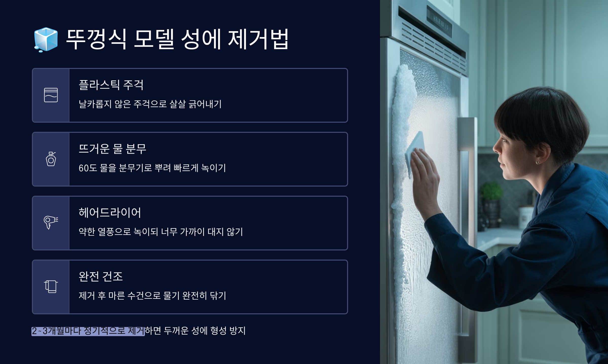 뚜껑식 모델의 성에 제거