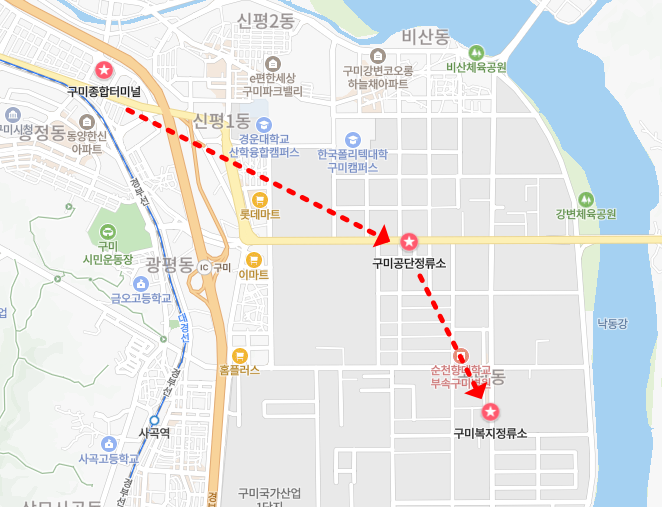 구미터미널 위치-지도