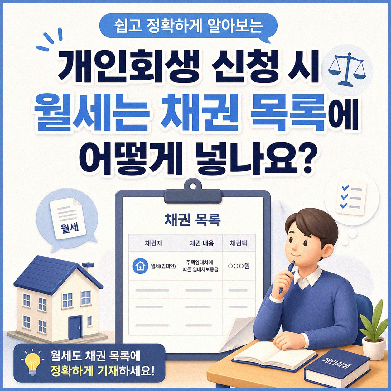 개인회생 채권 목록 월세 어떻게 작성하나요