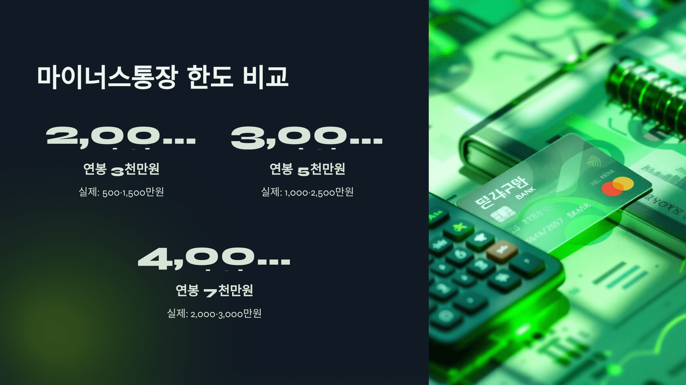 마이너스 통장 한도 비교