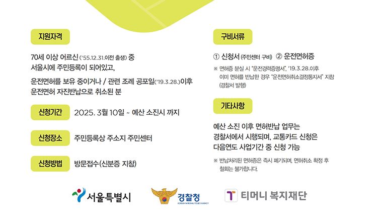 면허반납 교통카드 20만원