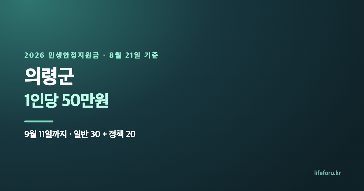 2026 의령군 민생안정지원금 50만원|대상·신청기간·사용처 대표 이미지