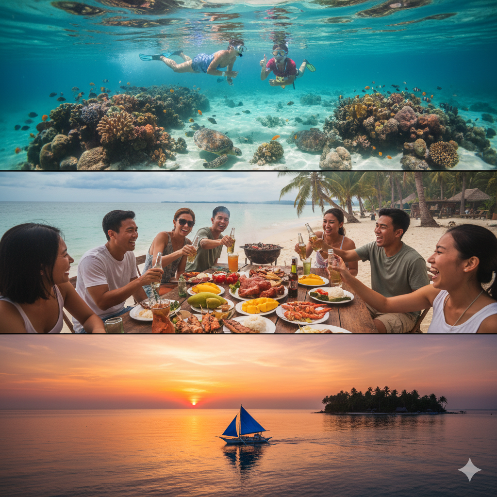 세부에서 즐길수 있는 스노클링 바비큐 선셋 다양한 체험