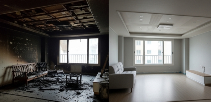 홍성 화재청소 작업 전후 사진