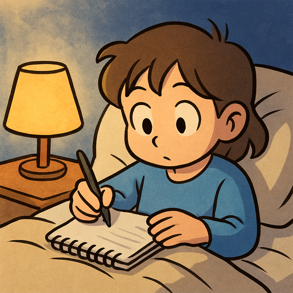 침대 옆에 노트 한 권