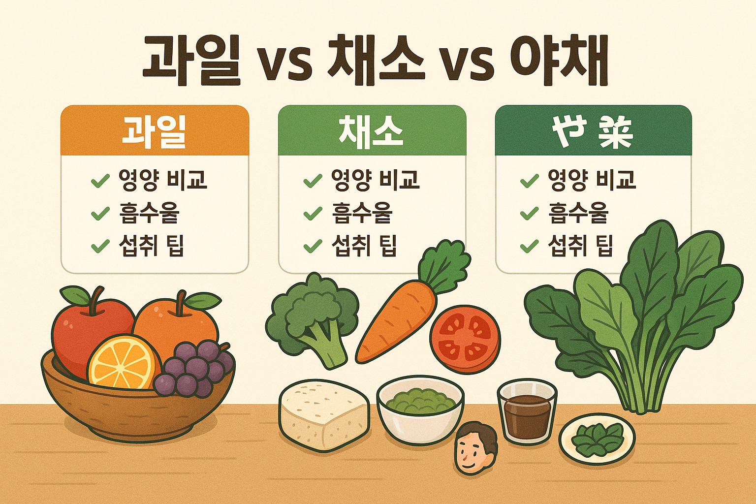 과일 vs 채소 vs 야채 (영양비교, 흡수율, 섭취팁)