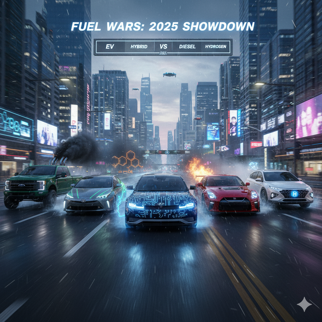 연료가 서로다른 자동차들의 대결 사진