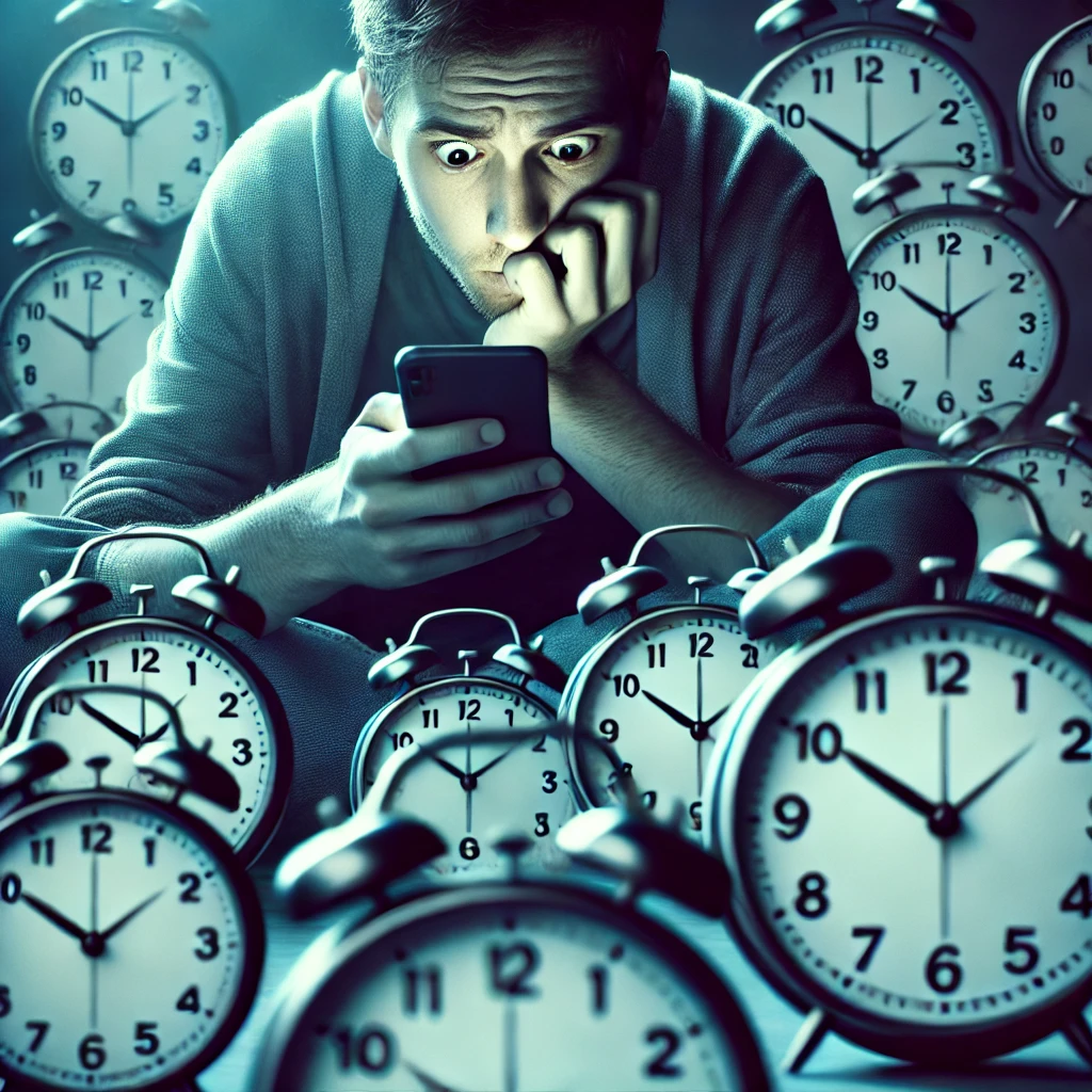 카톡 답장을 초조하게 기다리는 사람 이미지