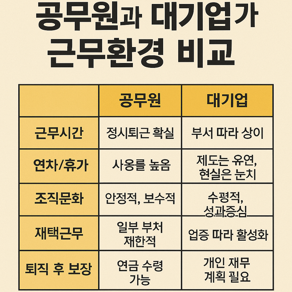 2025년 공무원과 대기업 근무환경 비교
