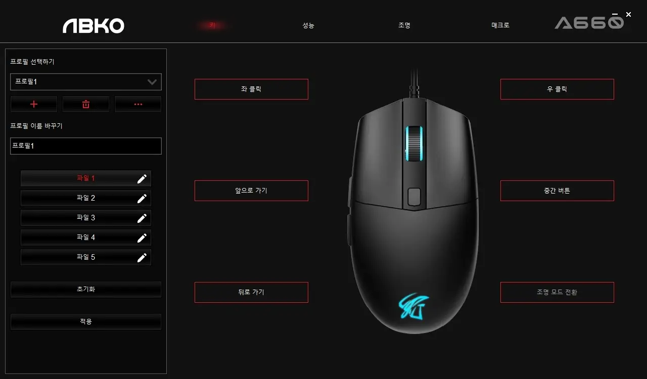 앱코 A660 3325 키 설정