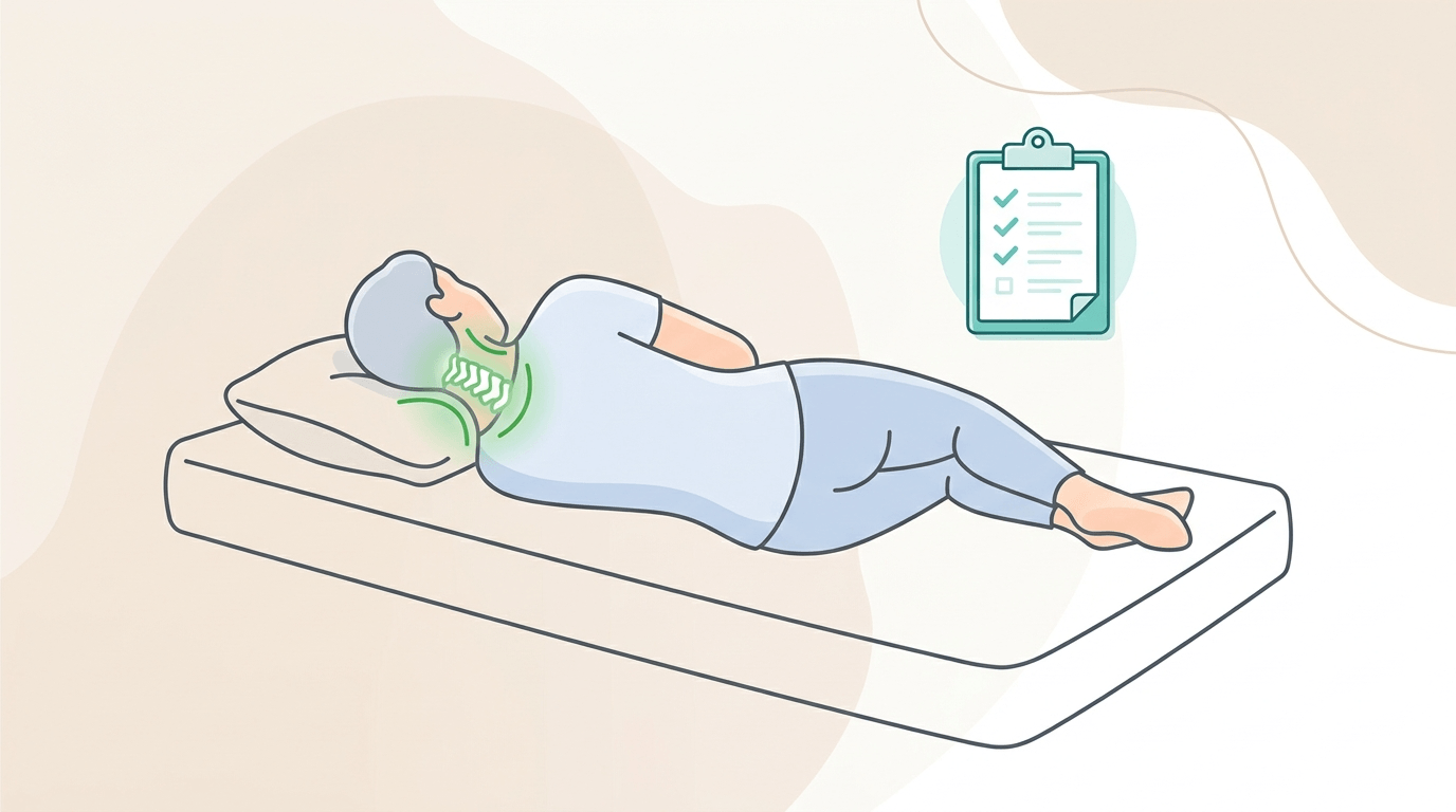 잠자는 사람의 경추 곡선과 베개 높이를 보여주는 일러스트