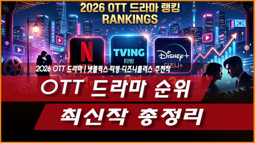 2026 OTT 드라마 순위 최신작 총정리|넷플릭스·티빙·디즈니플러스 추천작