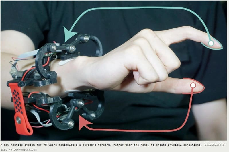 가상현실(VR) 헤드셋, 팔뚝 조작 촉각 형성