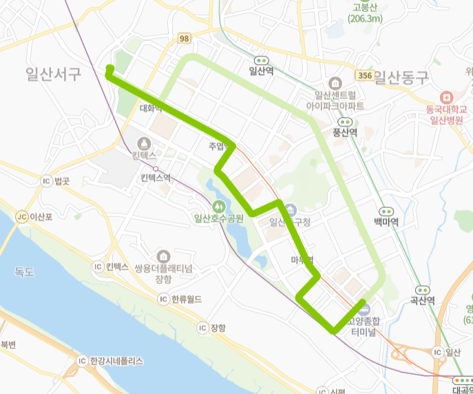 고양-88A번-버스-노선-지도