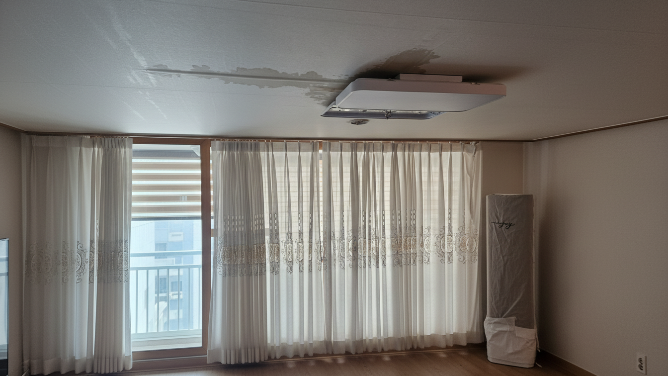 거실 천정 누수 확인