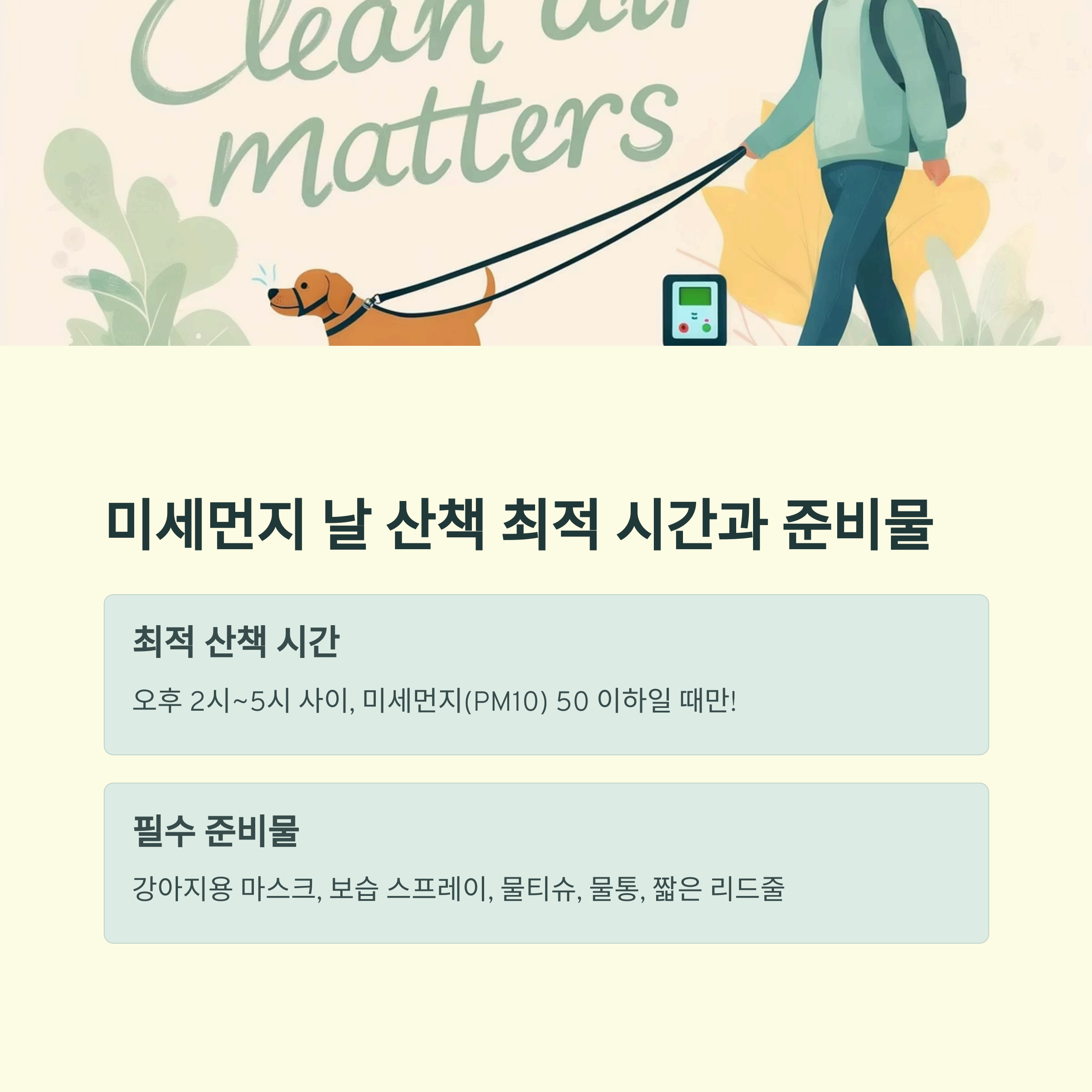 미세먼지 날 산책 최적 시간과 준비물