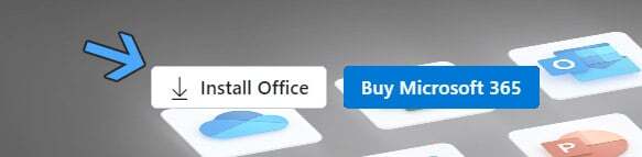 마이크로 소프트 공식 사이트의 오피스 다운로드 버튼 이미지