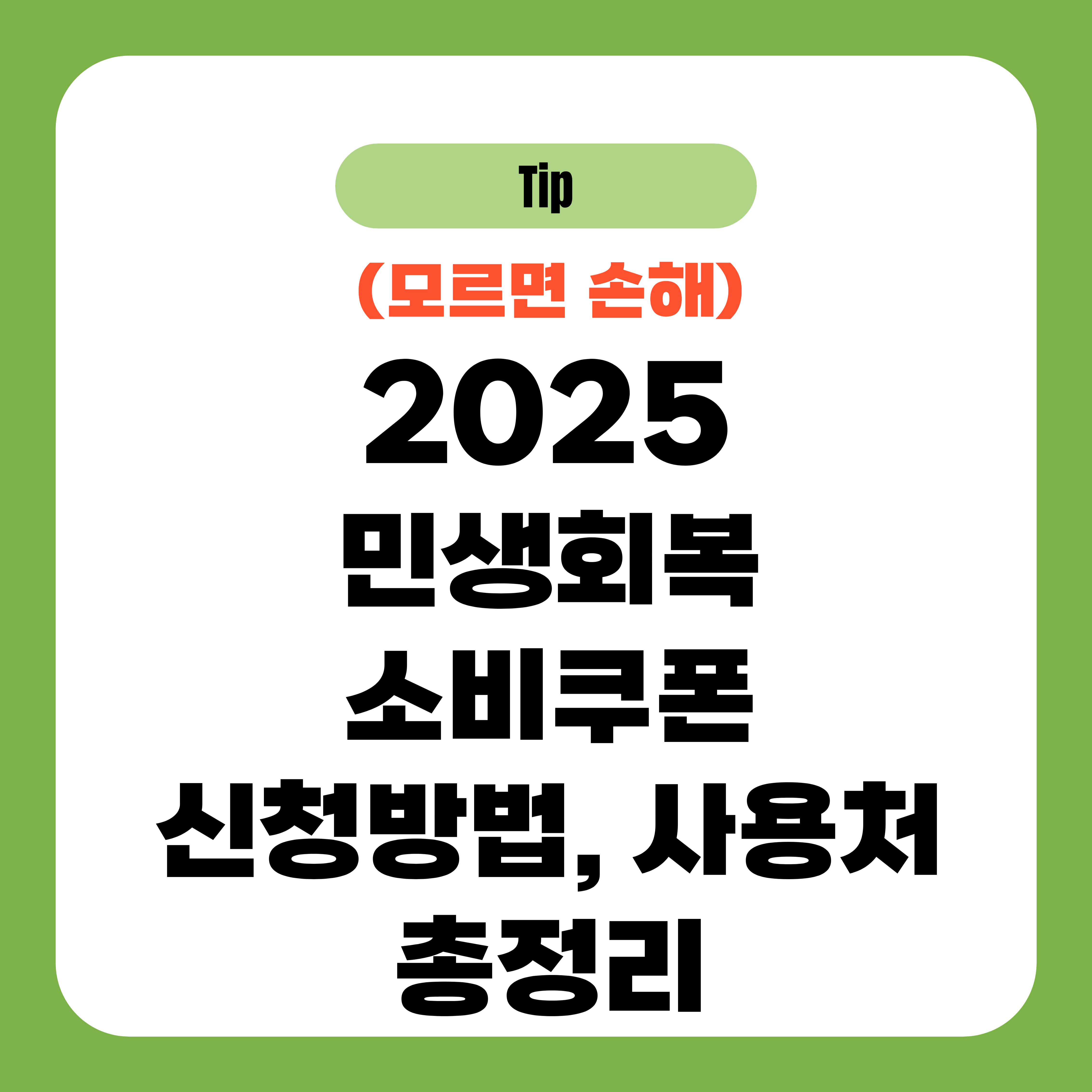 2025 민생회복 소비쿠폰 신청방법, 사용처 총정리
